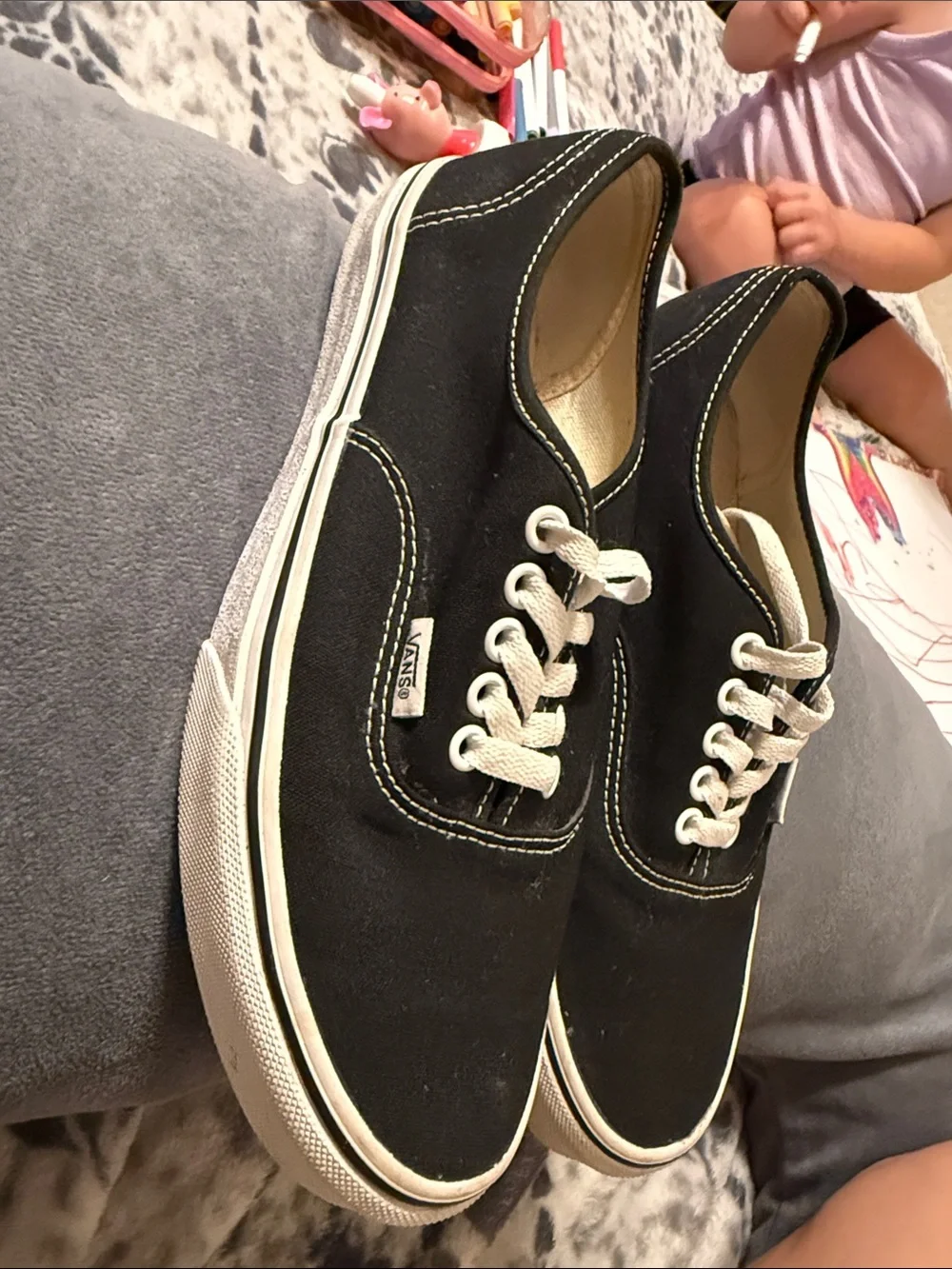 Vans Black Canvas Low-Top Sneakers with White Accents